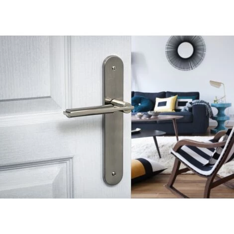 THIRARD - Ensemble De Poignées Pour Porte Intérieure Gaia Sans Trou, Carré 7mm, Entr'axes 195mm, Nickelé Brossé – Image 3