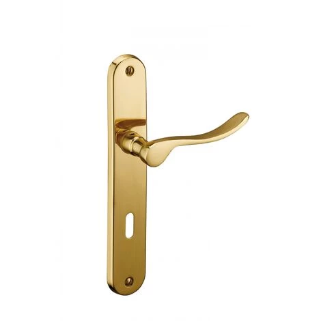 THIRARD - Ensemble De Poignées Pour Porte De Chambre Marianne, Trou De Clé, Carré 7mm, Entr'axes 195mm, Laiton Poli