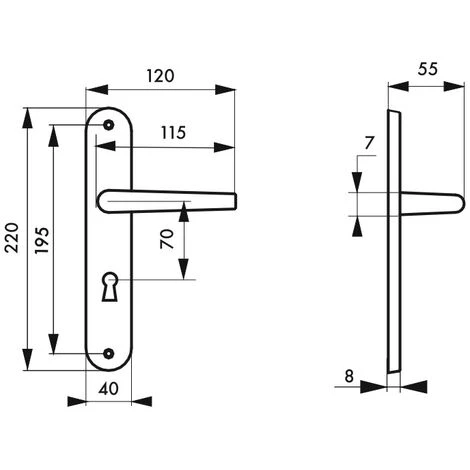 THIRARD - Ensemble De Poignées Pour Porte De Chambre Marianne, Trou De Clé, Carré 7mm, Entr'axes 195mm, Laiton Poli – Image 2
