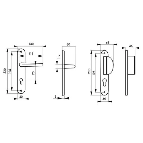 THIRARD - Ensemble De Poignées Pour Porte D'entrée Palière Crecy Trou De Cylindre, Carré 7mm, Entr'axes 195mm, Anodisé Argent – Image 2