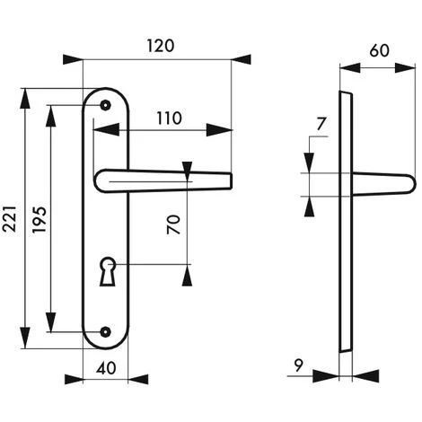 THIRARD - Ensemble De Poignées Pour Porte De Chambre Chantilly Trou De Clé, Carré 7mm, Entr'axes 195mm, Anodisé Inox â Image 2