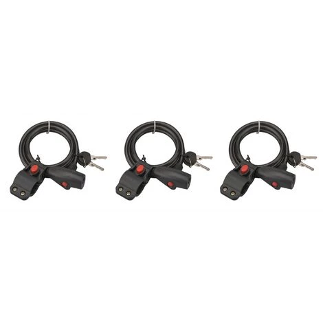 THIRARD - Lot De 3 Antivols à Clé Twisty, Câble Acier, Vélo, 8mmx1.5m, 2 Clés