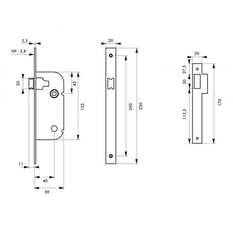 THIRARD - Serrure Encastrable NF Pour Porte Intérieure, Axe 40mm, Bouts Carrés, Zingué – Image 3
