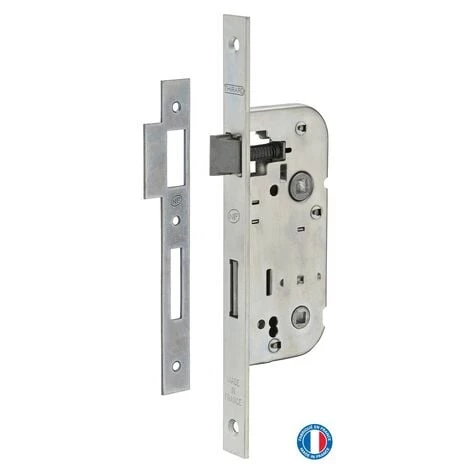 THIRARD - Serrure Encastrable NF à Condamnation Pour Salle De Bain Et Toilette, Axe 40mm, Bouts Carrés, Zingué