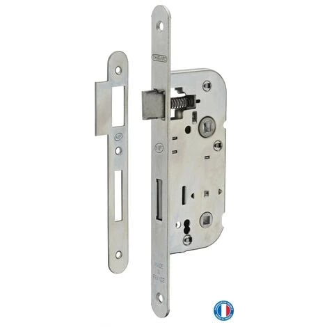 THIRARD - Serrure Encastrable NF à Condamnation Pour Salle De Bain Et Toilette, Axe 40mm, Bouts Ronds