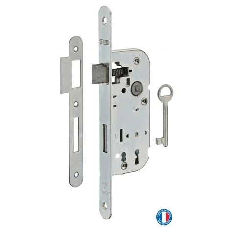 THIRARD - Serrure Encastrable à Clé Pour Porte De Chambre, Axe 40mm, Bouts Ronds, Zingué