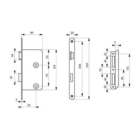 THIRARD - Serrure Encastrable à Condamnation Pour Salle De Bain Et Toilette, Gauche, Axe 55mm, Bouts Ronds – Image 2