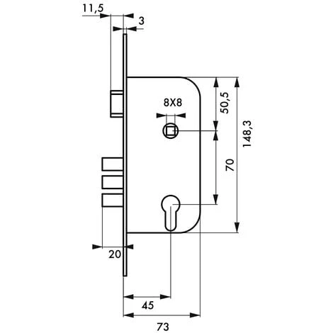THIRARD - Boitier De Serrure Encastrable à Cylindre Pour Porte D'entrée, Axe 45mm, Bouts Carrés – Image 2