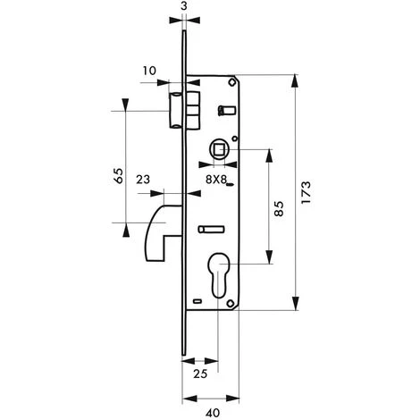 THIRARD - Serrure Encastrable à Crochet Avec Cylindre Pour Porte Métallique, Axe 25mm, Bouts Carrés, 3 Clés – Image 2