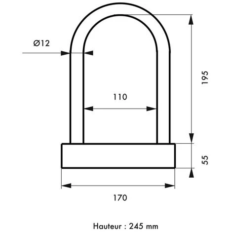 THIRARD - Antivol U Anse Acier Gaînée, Ø12mm, Largeur 170mm, Hauteur 245mm – Image 2