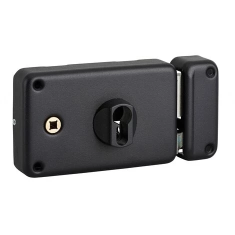 THIRARD - Boitier De Serrure En Applique Double Entrée à Fouillot Pour Entrée, Droite Pouss., Axe 55mm, 140x88mm, Noir