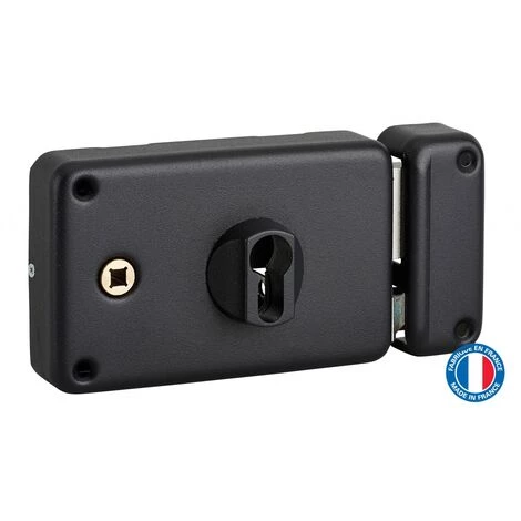 THIRARD - Boitier De Serrure En Applique Double Entrée à Fouillot Pour Entrée, Droite Pouss., Axe 55mm, 140x88mm, Noir – Image 3