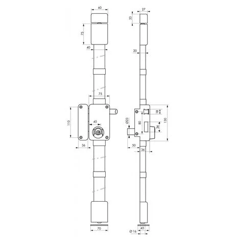 THIRARD - Serrure En Applique Beluga à Tirage Pour Porte D'entrée, Gauche, 3 Pts, Transit2 Ø23mm, Axe 45mm, Marron, 4 Clés – Image 2