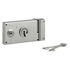 THIRARD - Serrure Horizontale En Applique à Clé à Fouillot Pour Portail, Droite, Axe 58mm, 140x80mm, Zingué, 2 Clés