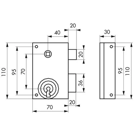 THIRARD - Serrure Verticale En Applique à Clé à Fouillot Pour Portail, Droite, Axe 40mm, 70x110mm, Zingué, 2 Clés – Image 2