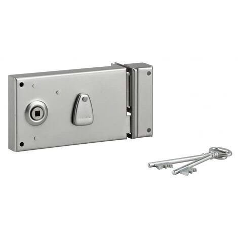 THIRARD - Serrure 4 Gorges En Applique à Clé à Fouillot Pour Portail, Droite, Axe 58mm, 140x82mm, Zingué, 2 Clés