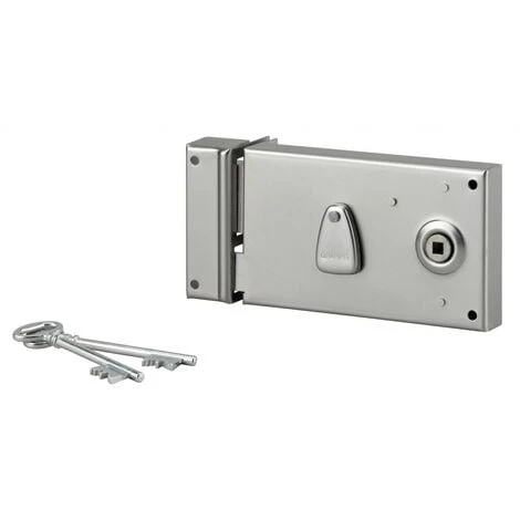 THIRARD - Serrure 4 Gorges En Applique à Clé à Fouillot Pour Portail, Gauche, Axe 58mm, 140x82mm, Zingué, 2 Clés