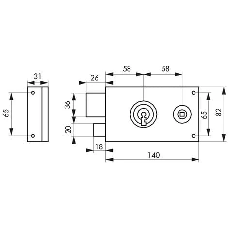 THIRARD - Serrure 4 Gorges En Applique à Clé à Fouillot Pour Portail, Gauche, Axe 58mm, 140x82mm, Zingué, 2 Clés – Image 3