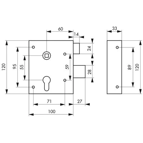 THIRARD - Boitier De Serrure En Applique Alsace Double Entrée à Fouillot Pour Entrée, Réversible, Axe 60mm, 100x117mm, Zingué – Image 2