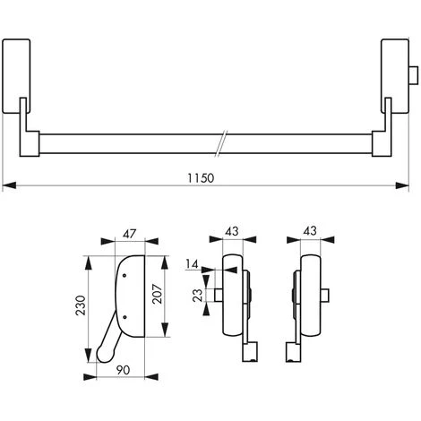 THIRARD - Serrure Anti-panique U-Cross Pour Porte D'entrée 1150mm Max, 1 Pts Latéral Réversible, Blanc – Image 3