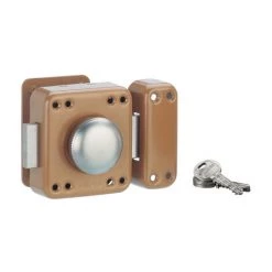 THIRARD - Verrou à Bouton Rafale Pour Porte D'entrée, Cylindre 45mm, Acier, 3 Clés, époxy Bonze