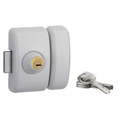 THIRARD - Verrou Double Entrée Universel Pour Porte D'entrée, Cylindre 45mm, Acier, 4 Clés, Epoxy Blanc