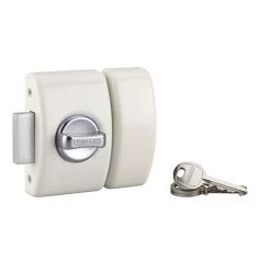 THIRARD - Verrou à Bouton Design 5 Pour Porte D'entrée, Cylindre 40mm, Acier, 3 Clés, Blanc