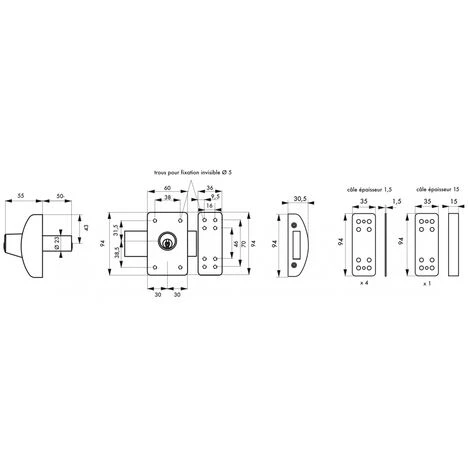 THIRARD - Verrou Double Entrée Design 5 Pour Porte D'entrée, Cylindre 50mm, Acier, 3 Clés, Argent – Image 2