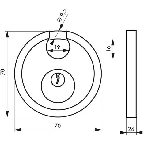 THIRARD - Cadenas à Clé Astra, Inox, Intérieur, Anse Inox, 70mm, 2 Clés – Image 2