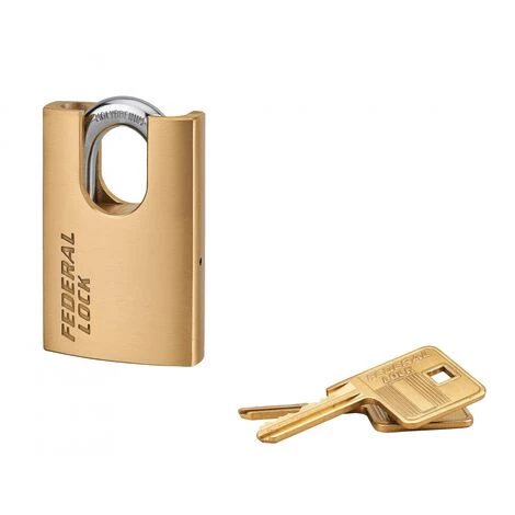 THIRARD - Cadenas à Clé Fédéral Lock 520-P, Laiton, Chantier, Anse Protégée Acier, 50mm, 2 Clés