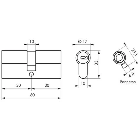 THIRARD - Cylindre De Serrure Double Entrée Trafic 6, 30x30mm, Anti-arrachement, Anti-perçage, Laiton, 5 Clés – Image 2
