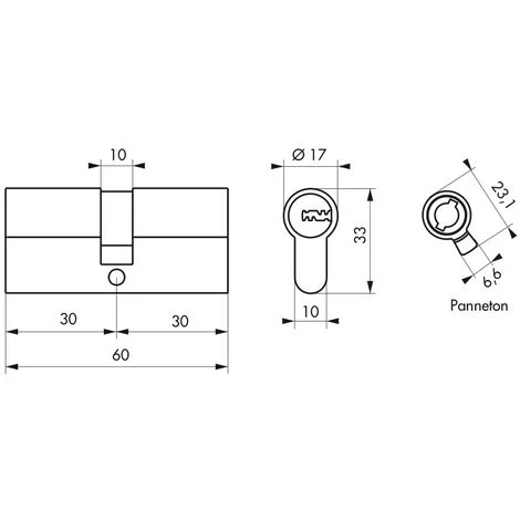 THIRARD - Lot De 2 Cylindres Trafic 6, 30x30mm, Laiton, Anti-arrachement, Anti-perçage, S'entrouvrant, 5 Clés/cylindre – Image 2