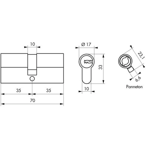 THIRARD - Cylindre De Serrure Double Entrée Trafic 6, 35x35mm, Anti-arrachement, Anti-perçage, Laiton, 5 Clés – Image 2