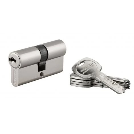 THIRARD - Cylindre De Serrure Double Entrée Trafic 6, 30x30mm, Nickel, Anti-arrachement, Anti-perçage, Panneton Réduit, 5 Clés