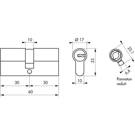 THIRARD - Cylindre De Serrure Double Entrée Trafic 6, 30x30mm, Nickel, Anti-arrachement, Anti-perçage, Panneton Réduit, 5 Clés – Image 2