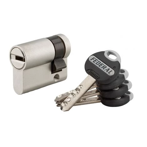 THIRARD - Demi-cylindre De Serrure Federal 2, 30x10mm, Nickel, Anti-arrachement, Anti-perçage, 4 Clés
