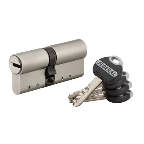THIRARD - Cylindre De Serrure Double Entrée Federal 2, 30x40mm, Nickel, Anti-arrachement, Anti-perçage, 4 Clés