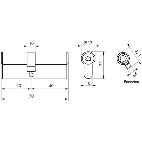 THIRARD - Cylindre De Serrure Double Entrée Federal 2, 30x40mm, Nickel, Anti-arrachement, Anti-perçage, 4 Clés – Image 2