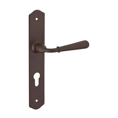 THIRARD - Ensemble De Poignées Pour Porte D'entrée Charon Trou De Cylindre, Carré 7mm, Entr'axes 195mm, Acier Rouillé