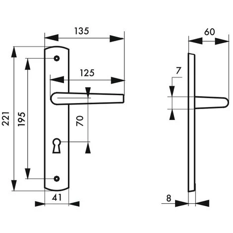 THIRARD - Ensemble De Poignées Pour Porte De Chambre Gaia Trou De Clé, Carré 7mm, Entr'axes 195mm, Nickelé Brossé – Image 3
