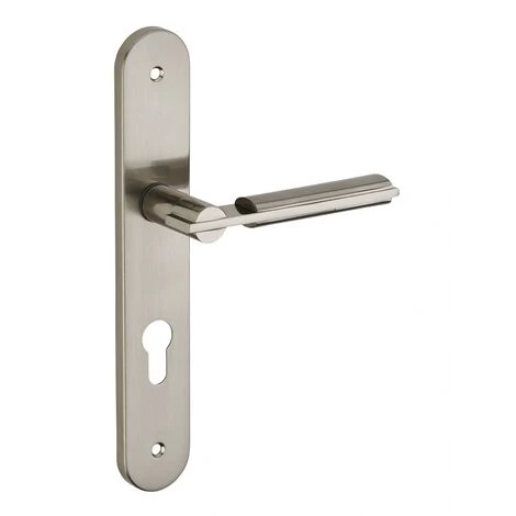 THIRARD - Ensemble De Poignées Pour Porte D'entrée Gaia Trou De Cylindre, Carré 7mm, Entr'axes 195mm, Nickelé Brossé