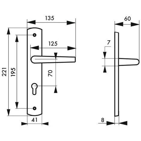 THIRARD - Ensemble De Poignées Pour Porte D'entrée Gaia Trou De Cylindre, Carré 7mm, Entr'axes 195mm, Nickelé Brossé – Image 2