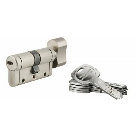 THIRARD - Cylindre De Serrure à Bouton Trafic 12, 30Bx30mm, Nickel, Anti-arrachement, Anti-perçage, Anti-casse, 5 Clés