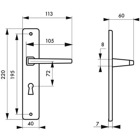 THIRARD - Ensemble De Poignées Pour Porte Intérieure Picardie Trou De Clé, Carré 8mm, Entr'axes 195mm, Couleur F2 – Image 2