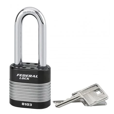 THIRARD - Cadenas à Clé Fédéral Lock Protector, Extérieur, Acier, Anse Demi-haute, Double Verrouillage, 50mm, 2 Clés