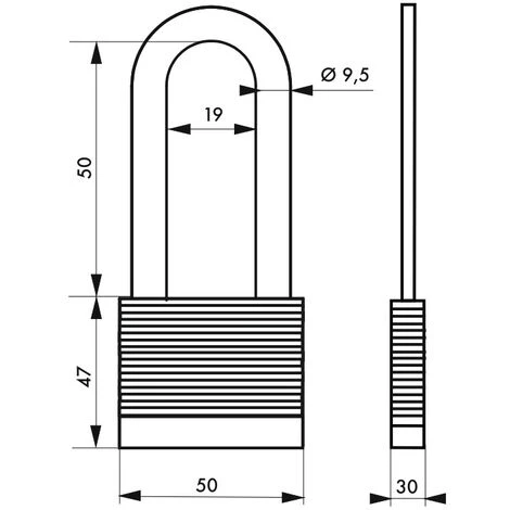 THIRARD - Cadenas à Clé Fédéral Lock Protector, Extérieur, Acier, Anse Demi-haute, Double Verrouillage, 50mm, 2 Clés – Image 2