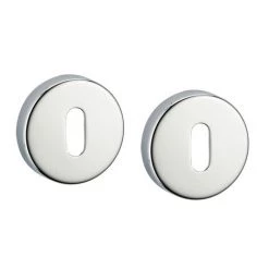 THIRARD - Paire De Rosaces Rondes, Trou De Clé, Chromé Poli