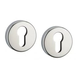 THIRARD - Paire De Rosaces Rondes, Trou De Cylindre, Chromé Poli