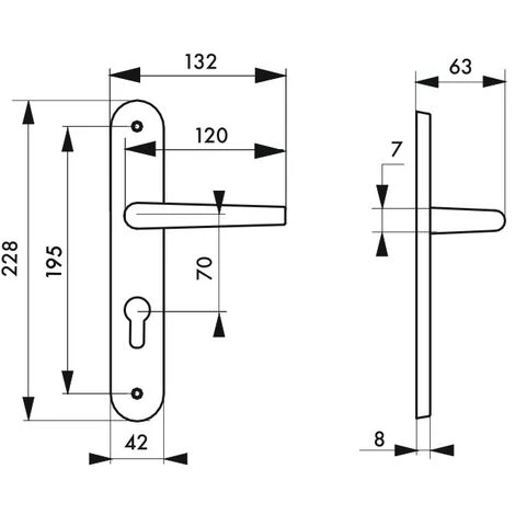 THIRARD - Ensemble De Poignées Pour Porte D'entrée Pelope Trou De Cylindre, Carré 7mm, Entr'axes 195mm, Argent – Image 2