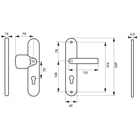 THIRARD - Ensemble De Poignées De Sécurité Palière Pour Porte D'entrée, Béquille Et Aileron , Entr'axes 216mm, Anodisé Inox â Image 2